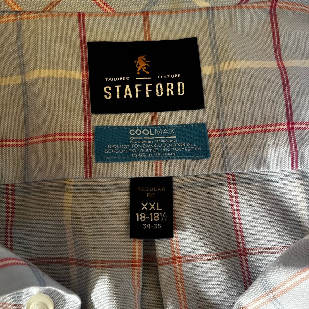 STAFFORD Men's Blue and Pink Plaid Shirt - Picture 2 of 2